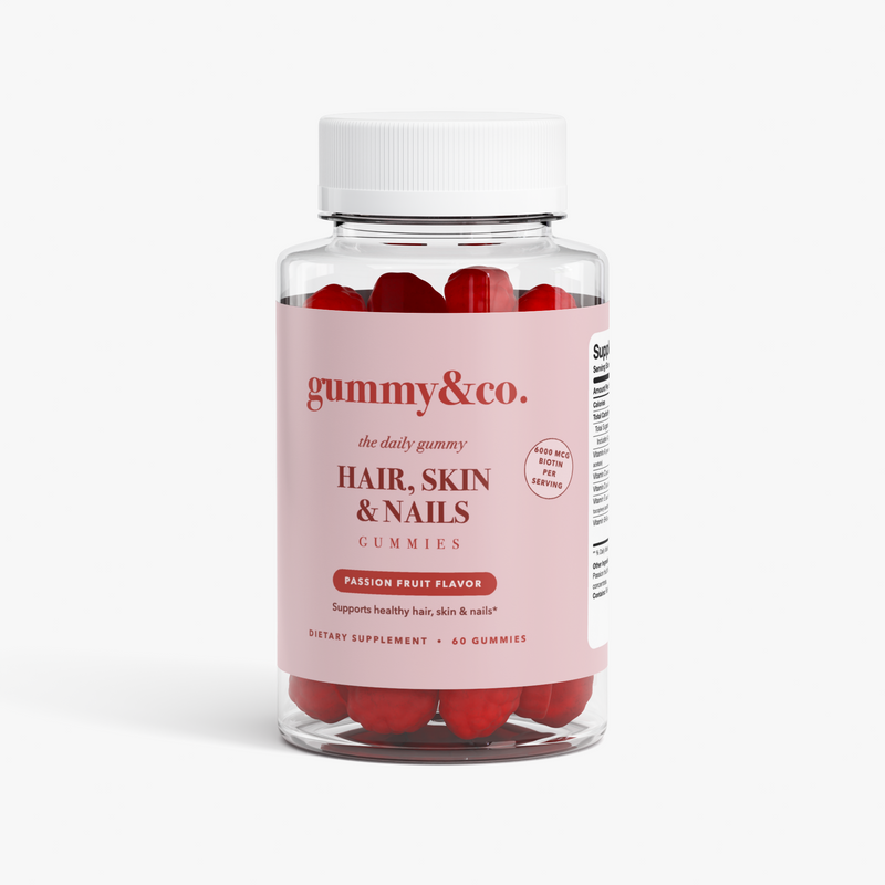 Single bottle of Gummy & Co. Hair, Skin & Nails Gummies — 60 gummies, 30-day supply