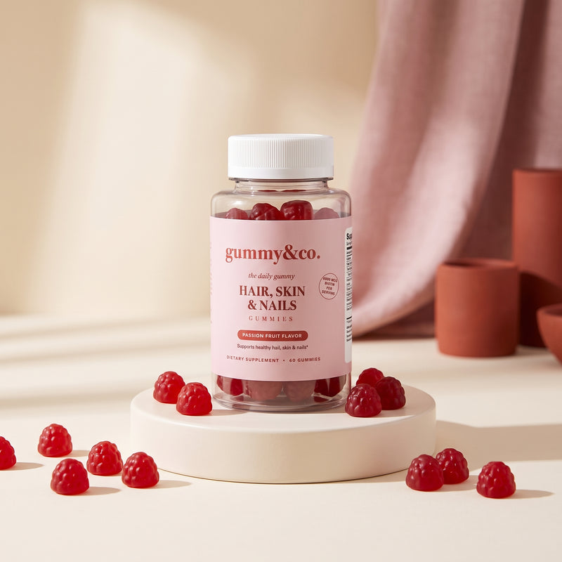 Monthly subscription — bottle of Hair, Skin & Nails Gummies with fresh gummies